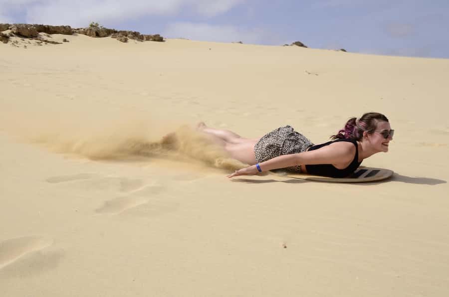 From Boa Vista: Sandboarding Adrenaline down the big Dunes - Learning to sandboard before your first run