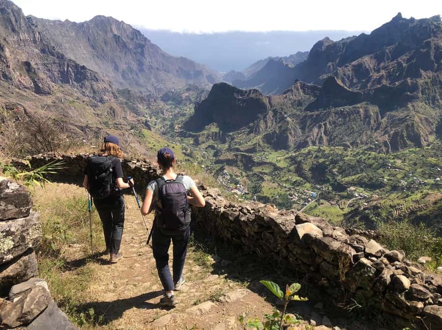 Hike from the Cova Volcano Crater to Ribeira Paúl - The crater rim and the long view to the sea