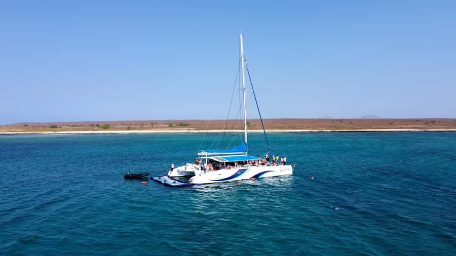 Sal: All-Inclusive Half-Day Lounge Catamaran Cruise - The mid-cruise swim near Lion Mountain