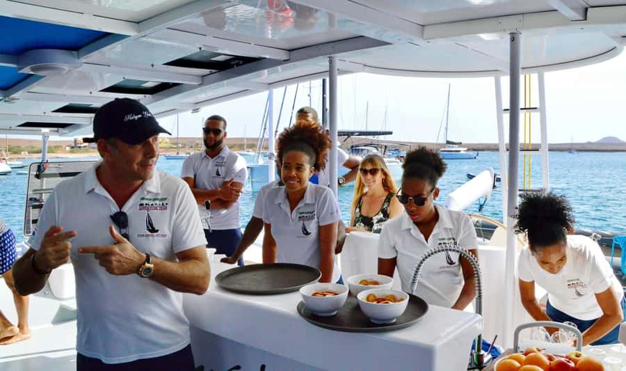 Sal Island Catamaran Cruise with All-inDrinks and Snacks - From your hotel to Palmeira harbor