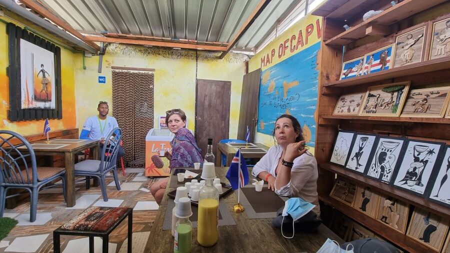 Sal island: Santa Maria city tour, street art and tapas - Old photographs, utensils, and views over town